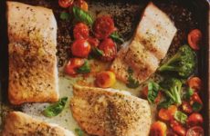 Lemony Roasted Salmon with Broccoli and Tomatoes