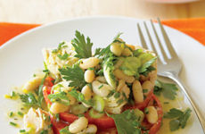 Quick Tomato Bruschetta with Tangy Tuna and Cannellini Bean Salad