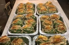 Artichokes stuffed now. Ready to put in oven and cook until perfect!