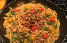 Delicious Saute Crawfish with Roasted Tomatoes over Penne Pasta