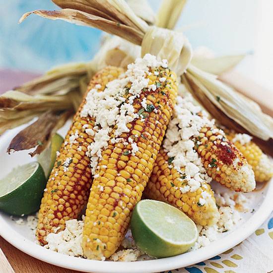 Lime-Tarragon Butter Gilled Corn with Queso Fresco