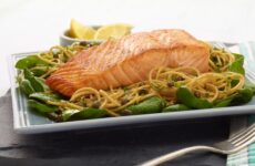 Lemony Pan-Saute Salmon with Whole Wheat Pasta