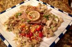 Lemony Seared Speckled Trout with Crabmeat Saute
