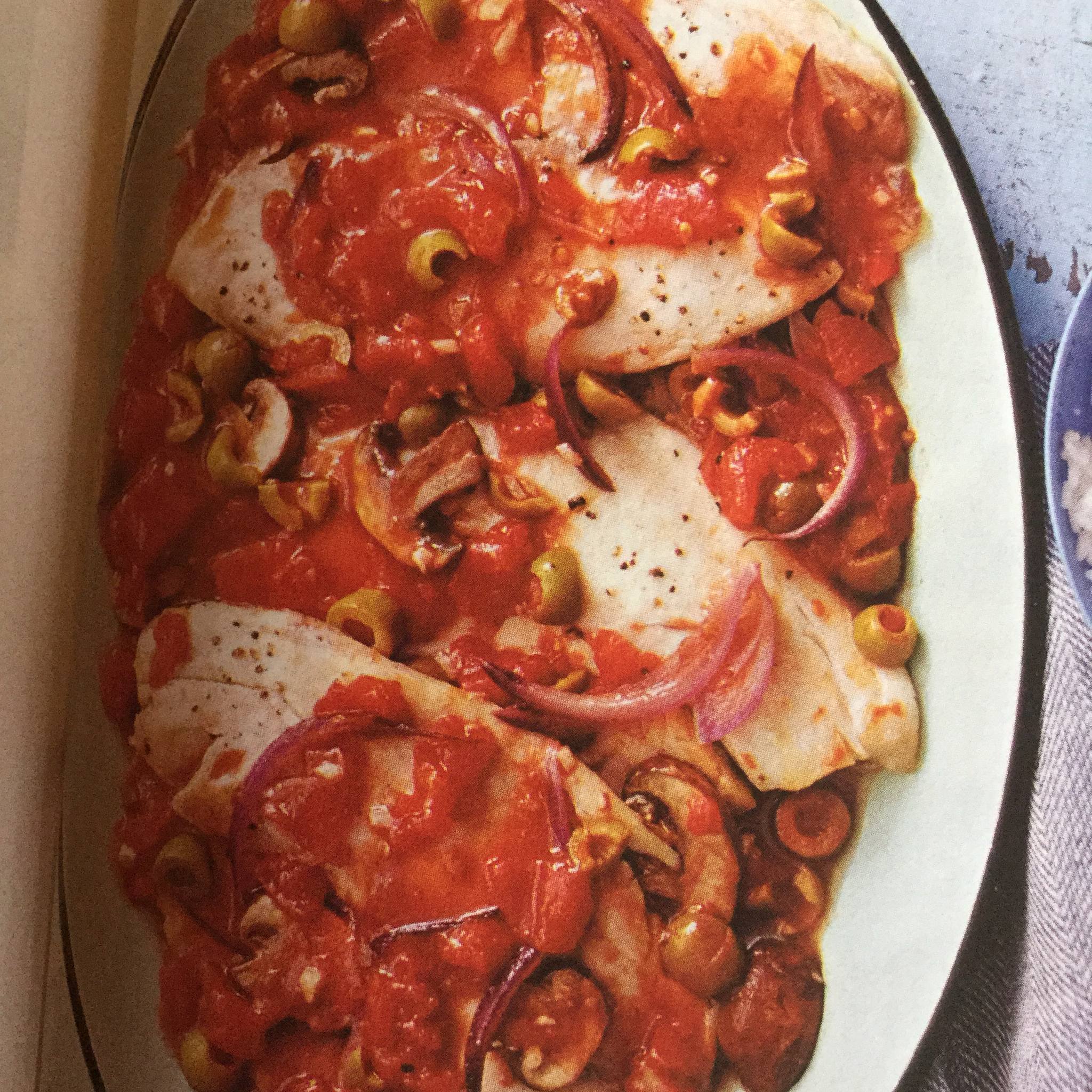 Simmering Fish with Tomatoes and Olives