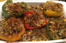 Deer Sausage And Yellow Rice Stuffed Bell Peppers