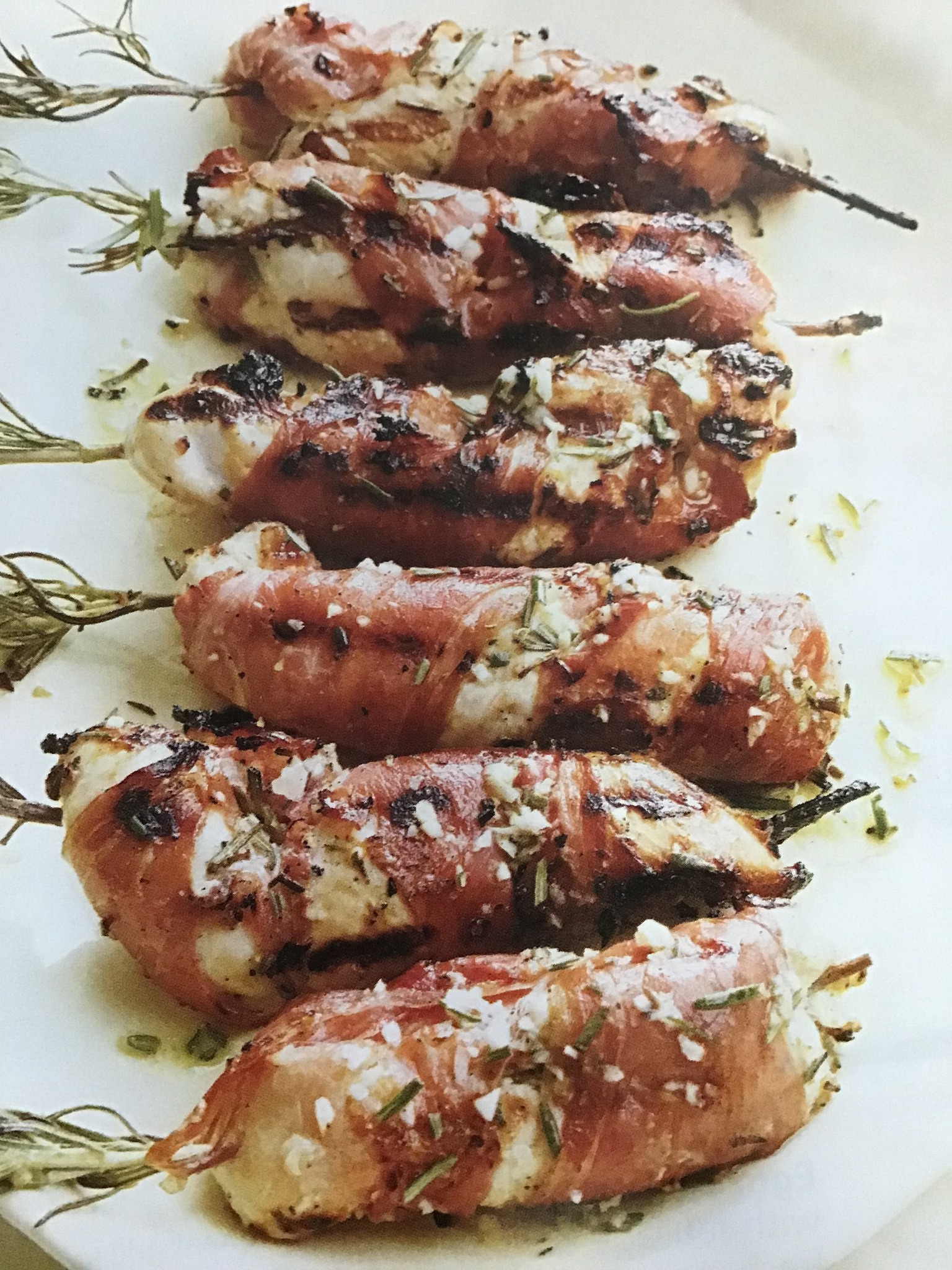 Prosciutto-Wrapped Chicken Tenders with Rosemary Skewers