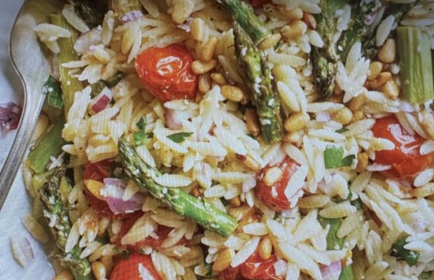 Anytime Lemon-Orzo Salad with Roasted Asparagus and Tomatoes