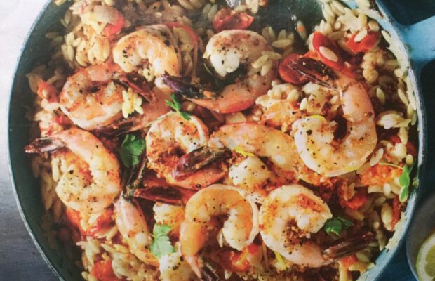 All-In-One Shrimp Orzo Skillet Surprise