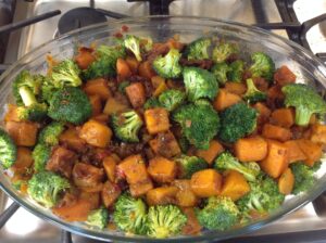 Savory Couscous Butternut Squash Cubes with Broccoli and Sun-Dried Tomatoes