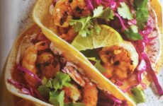 Shrimp Tacos Topped with Lime Slaw
