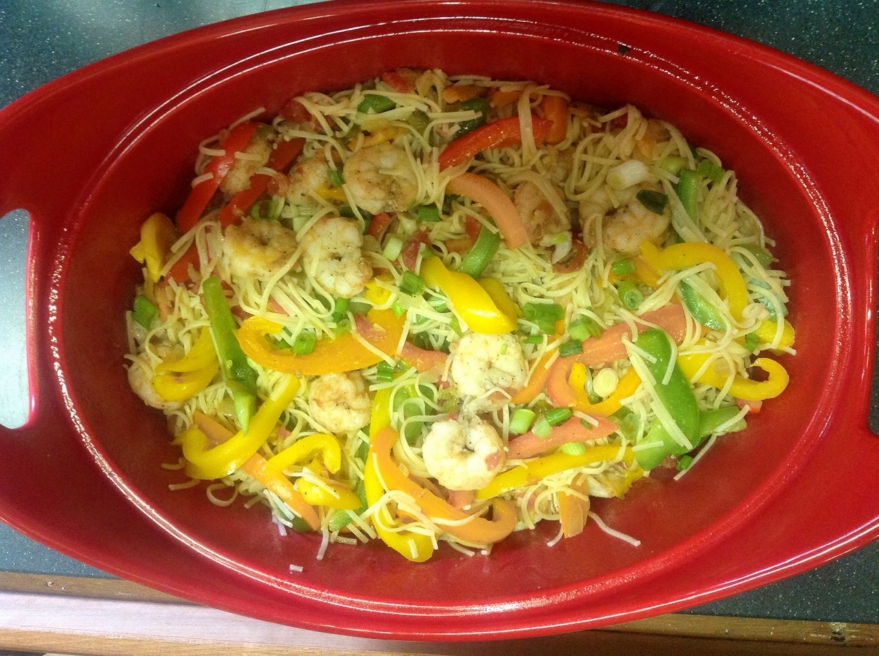 LEMONY SHRIMP AND ASSORTED PEPPERS PASTA