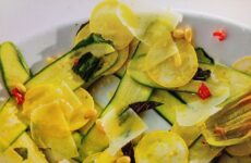 GOLDEN SQUASH BLOOMS AND SUMMER SQUASH SALAD
