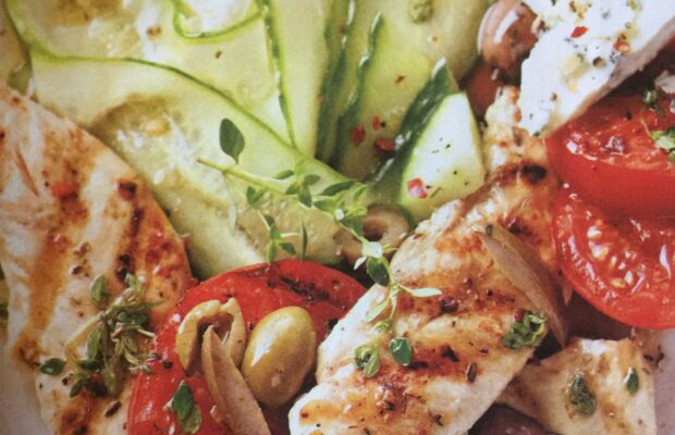 EASY CHICKEN, TOMATO, CUCUMBER SALAD