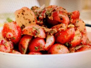 POTATO SALAD WITH WARM HERB BACON VINAIGRETTE