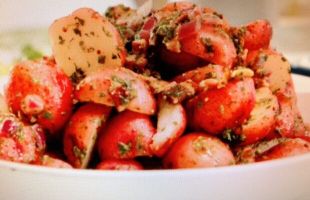 POTATO SALAD WITH WARM HERB BACON VINAIGRETTE