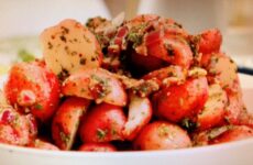 POTATO SALAD WITH WARM HERB BACON VINAIGRETTE