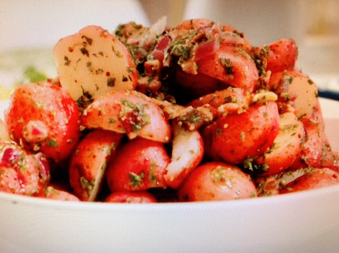 POTATO SALAD WITH WARM HERB BACON VINAIGRETTE