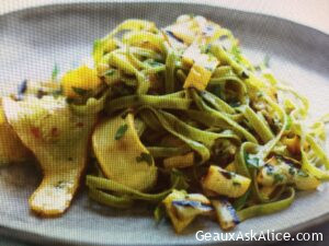 Summer's Tangy Grilled Squash with Spinach Fettuccine